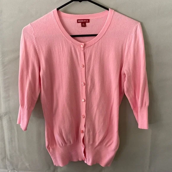 Merona Sweaters Pink 34 Sleeve Cardigan Poshmark